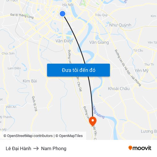 Lê Đại Hành to Nam Phong map