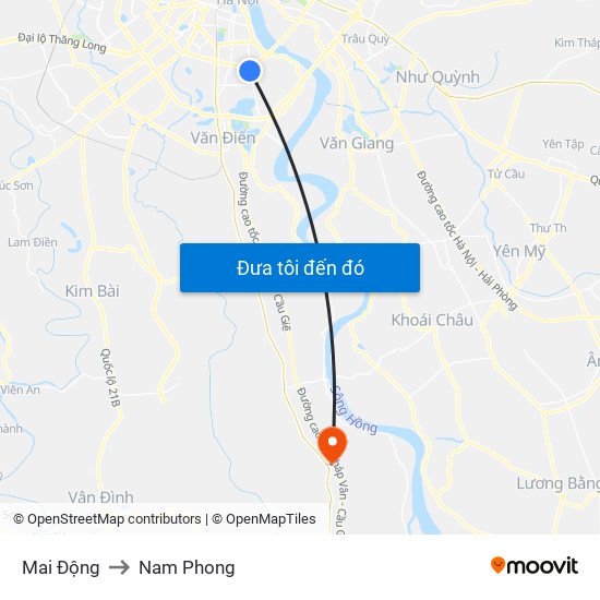 Mai Động to Nam Phong map