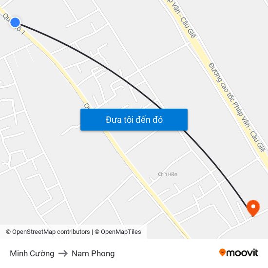 Minh Cường to Nam Phong map