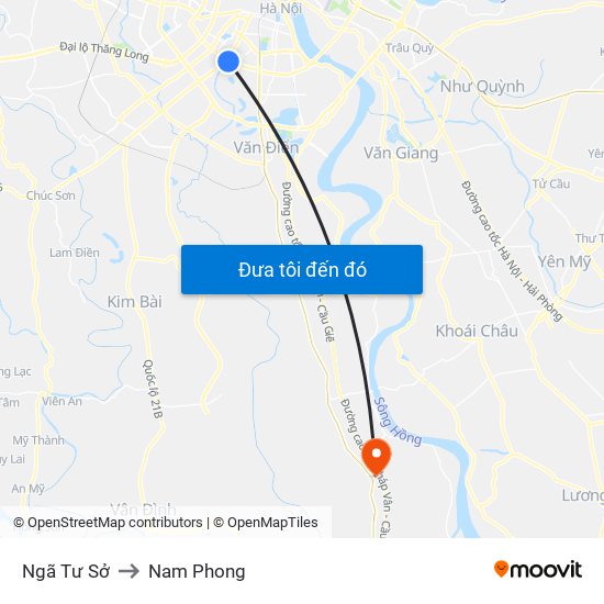 Ngã Tư Sở to Nam Phong map