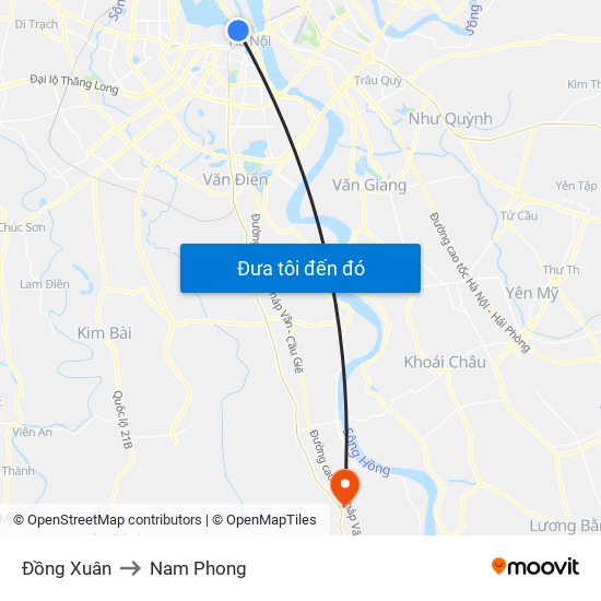 Đồng Xuân to Nam Phong map