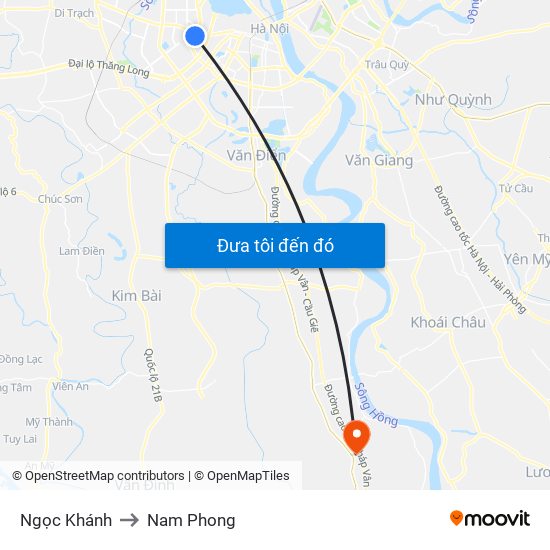 Ngọc Khánh to Nam Phong map