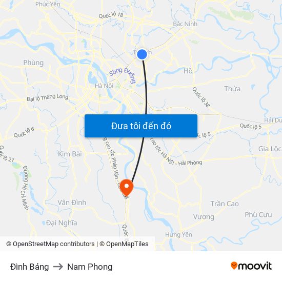 Đình Bảng to Nam Phong map