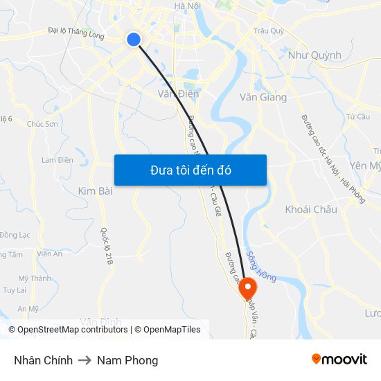 Nhân Chính to Nam Phong map