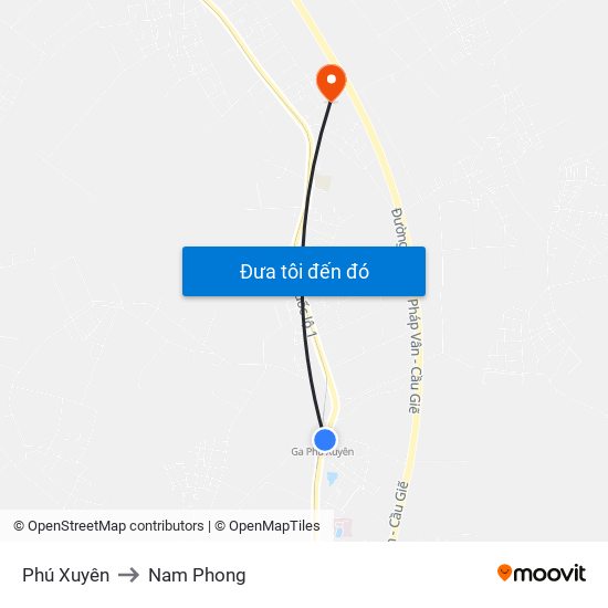 Phú Xuyên to Nam Phong map