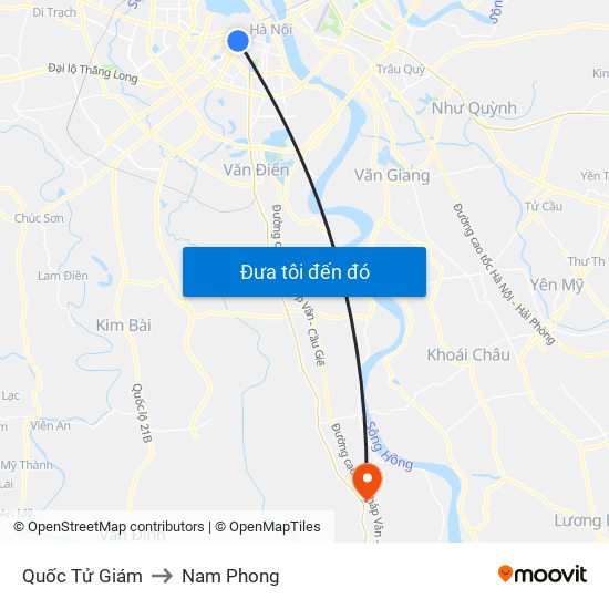 Quốc Tử Giám to Nam Phong map