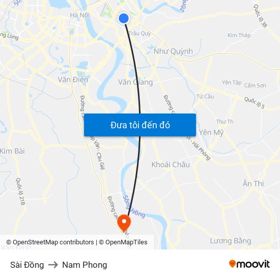 Sài Đồng to Nam Phong map