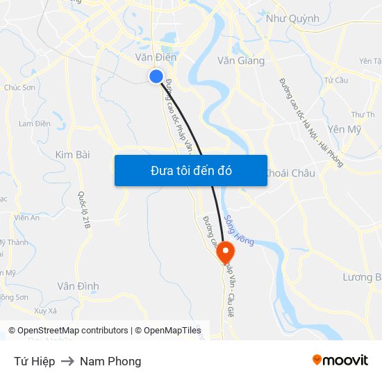 Tứ Hiệp to Nam Phong map