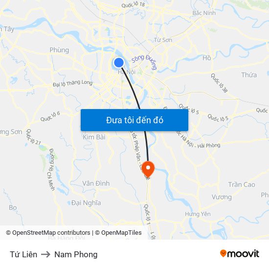 Tứ Liên to Nam Phong map