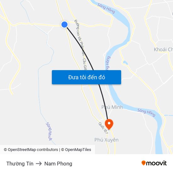 Thường Tín to Nam Phong map
