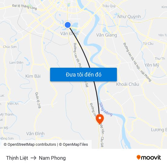 Thịnh Liệt to Nam Phong map