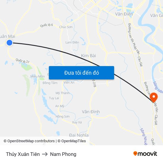 Thủy Xuân Tiên to Nam Phong map