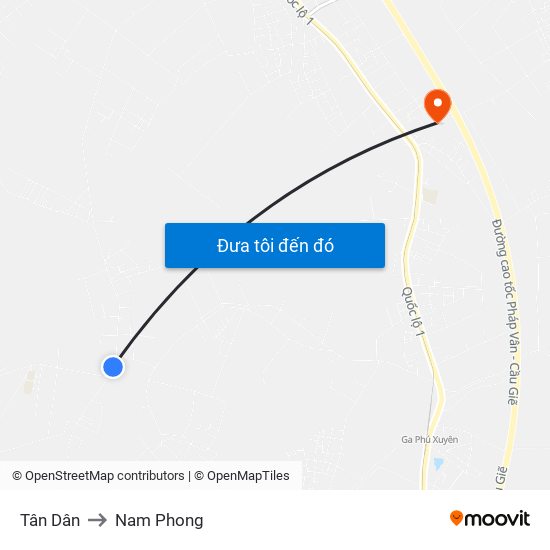 Tân Dân to Nam Phong map