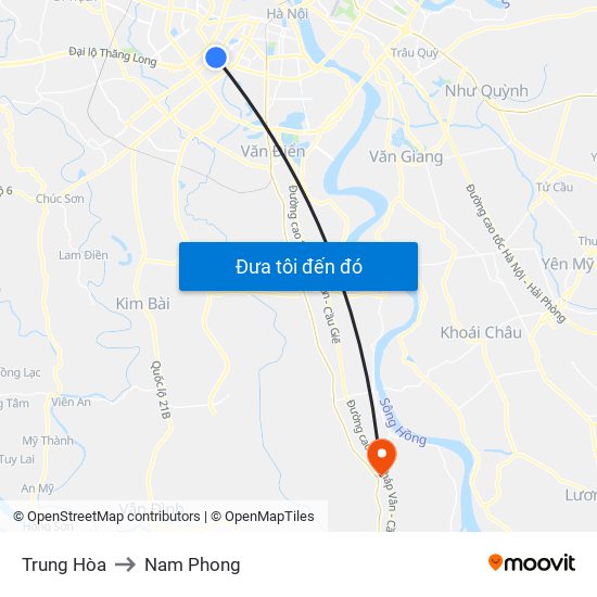 Trung Hòa to Nam Phong map