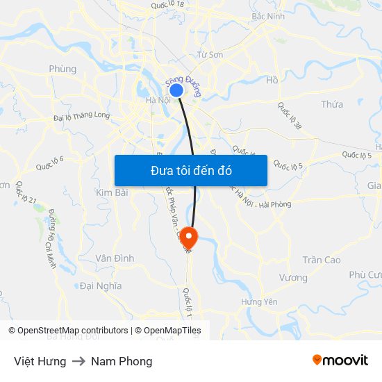 Việt Hưng to Nam Phong map