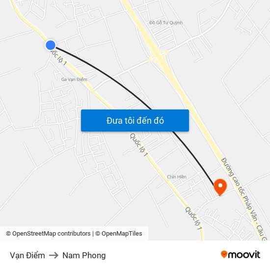 Vạn Điểm to Nam Phong map