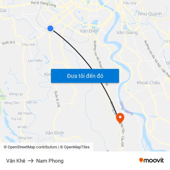 Văn Khê to Nam Phong map