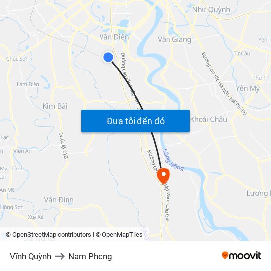 Vĩnh Quỳnh to Nam Phong map