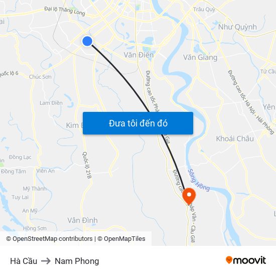 Hà Cầu to Nam Phong map