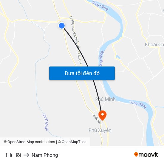 Hà Hồi to Nam Phong map