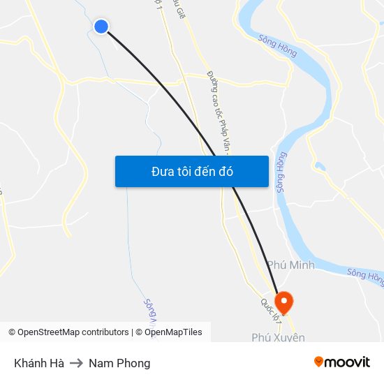 Khánh Hà to Nam Phong map