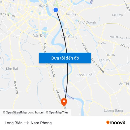 Long Biên to Nam Phong map