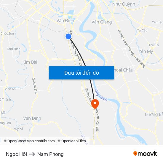 Ngọc Hồi to Nam Phong map