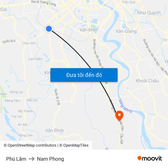 Phú Lãm to Nam Phong map