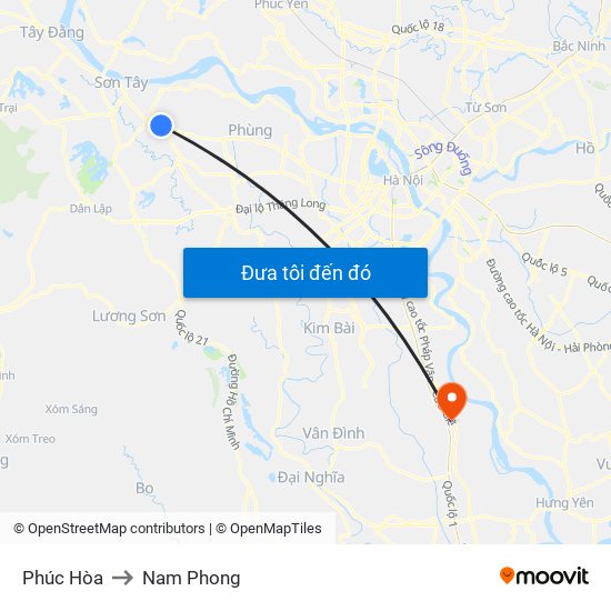 Phúc Hòa to Nam Phong map