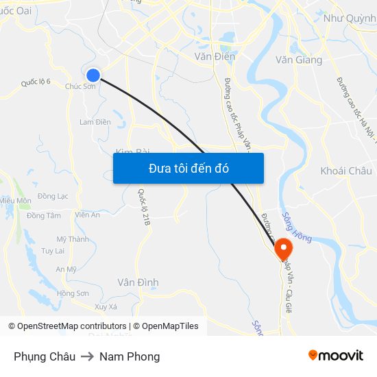Phụng Châu to Nam Phong map