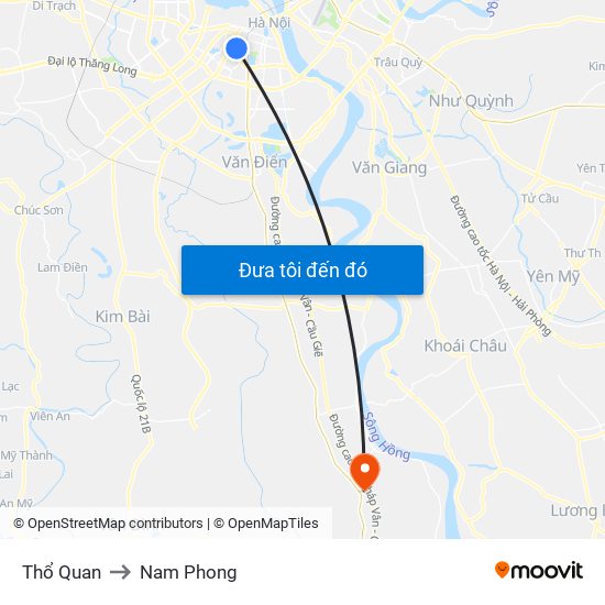 Thổ Quan to Nam Phong map