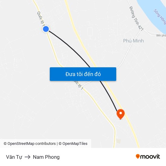 Văn Tự to Nam Phong map
