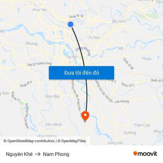 Nguyên Khê to Nam Phong map