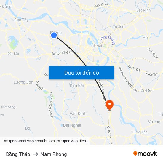 Đồng Tháp to Nam Phong map