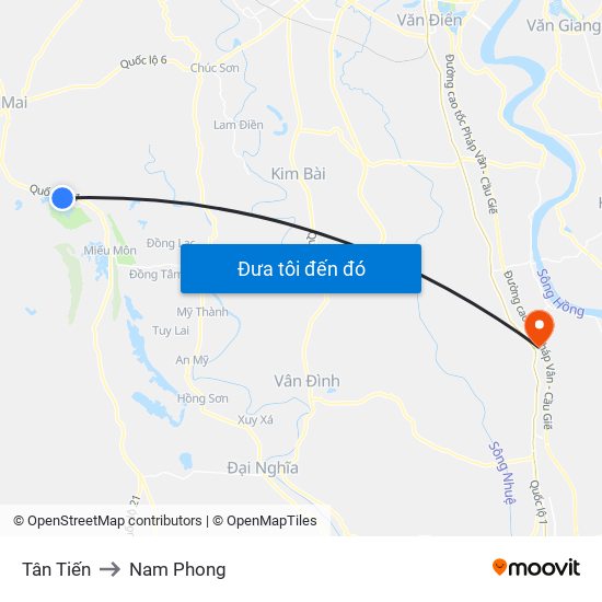 Tân Tiến to Nam Phong map