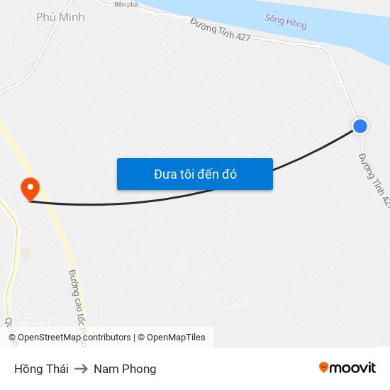 Hồng Thái to Nam Phong map