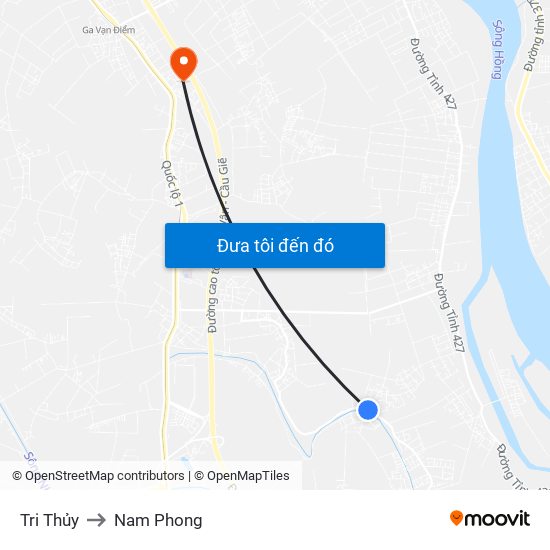 Tri Thủy to Nam Phong map