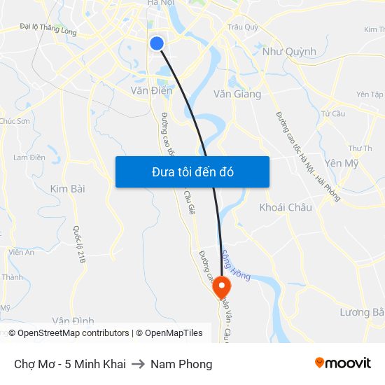 Chợ Mơ - 5 Minh Khai to Nam Phong map