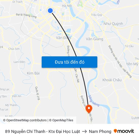 89 Nguyễn Chí Thanh - Ktx Đại Học Luật to Nam Phong map