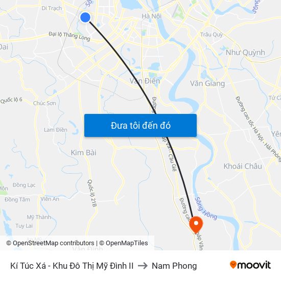 Kí Túc Xá - Khu Đô Thị Mỹ Đình II to Nam Phong map