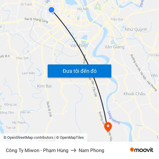 Công Ty Miwon - Phạm Hùng to Nam Phong map