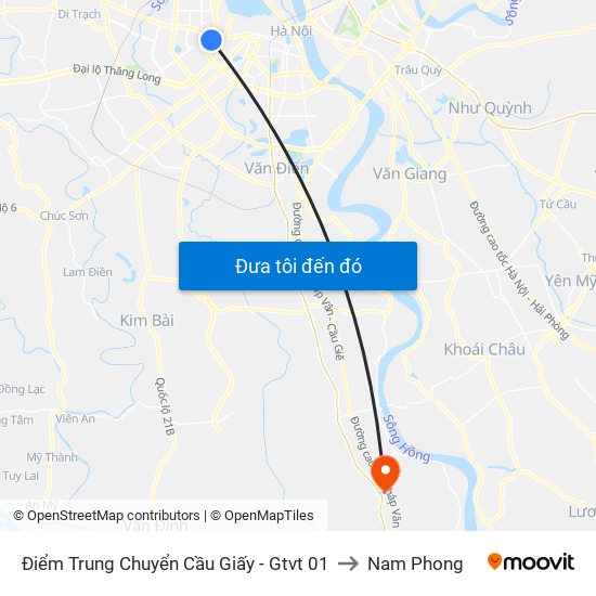 Điểm Trung Chuyển Cầu Giấy - Gtvt 01 to Nam Phong map