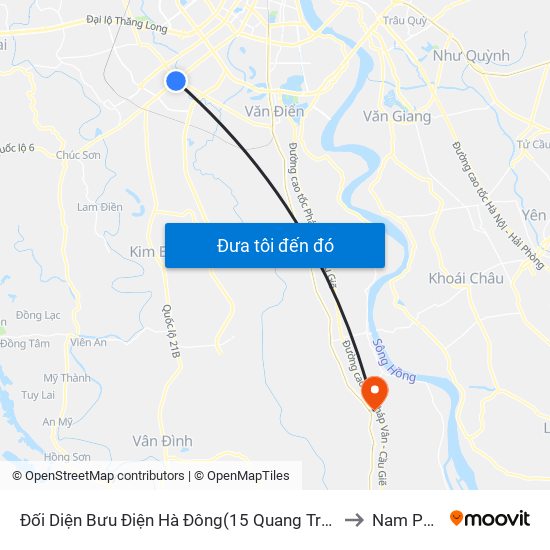 Đối Diện Bưu Điện Hà Đông(15 Quang Trung Hà Đông) to Nam Phong map