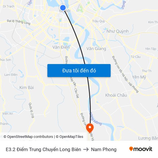 E3.2 Điểm Trung Chuyển Long Biên to Nam Phong map