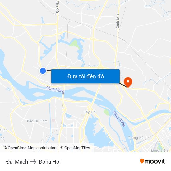 Đại Mạch to Đông Hội map