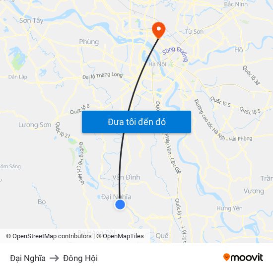 Đại Nghĩa to Đông Hội map