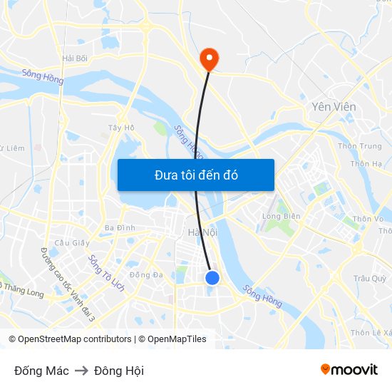 Đống Mác to Đông Hội map