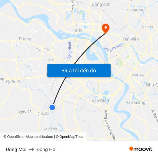 Đồng Mai to Đông Hội map