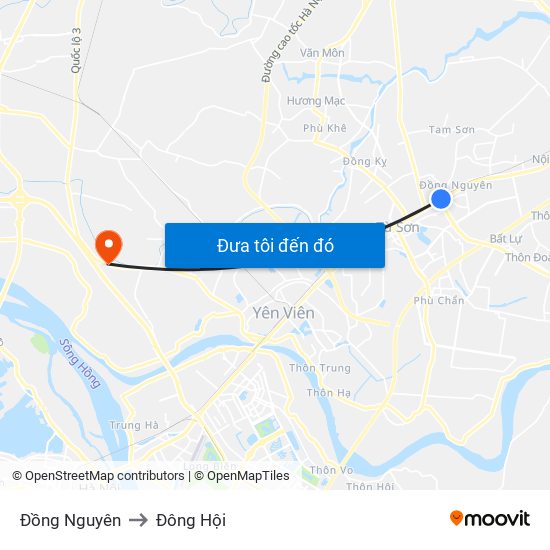 Đồng Nguyên to Đông Hội map