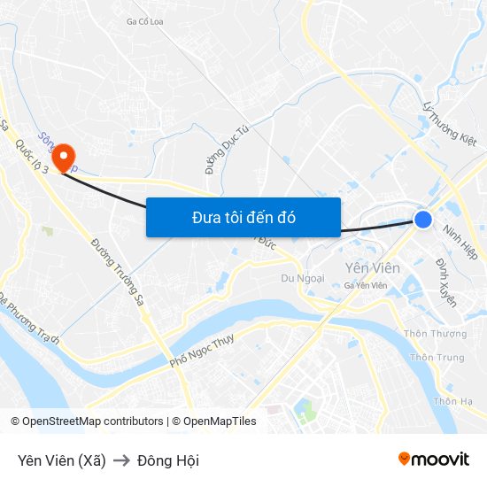 Yên Viên (Xã) to Đông Hội map